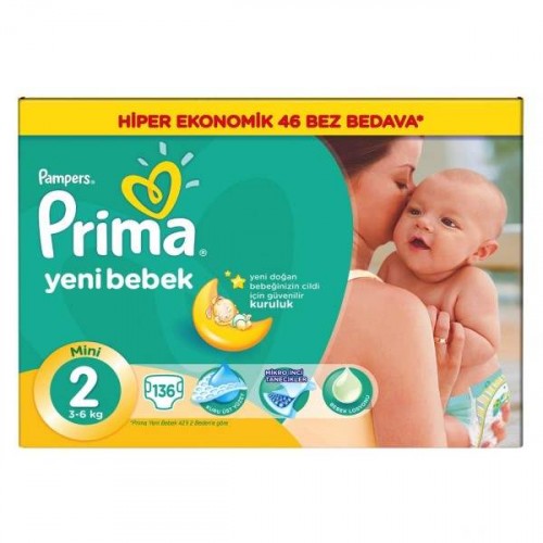 Prima Bebek Bezi Hiper Ekonomik Paket 2 Beden 136 Lı